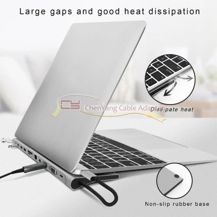 Док-USB-C к VGA HDMI Mini Displayport Ethernet 3 концентратор TF зарядное устройство SD кард-ридер многопортовый адаптер 11 в 1
