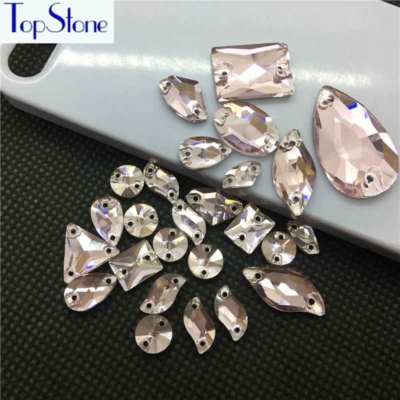 

Hot Pink Color Glass Crystal Sew on Rhinestones Flatback Drop,Oval,Rivoli More Shapes Sew-on Stone Diy Dress Clothing Making