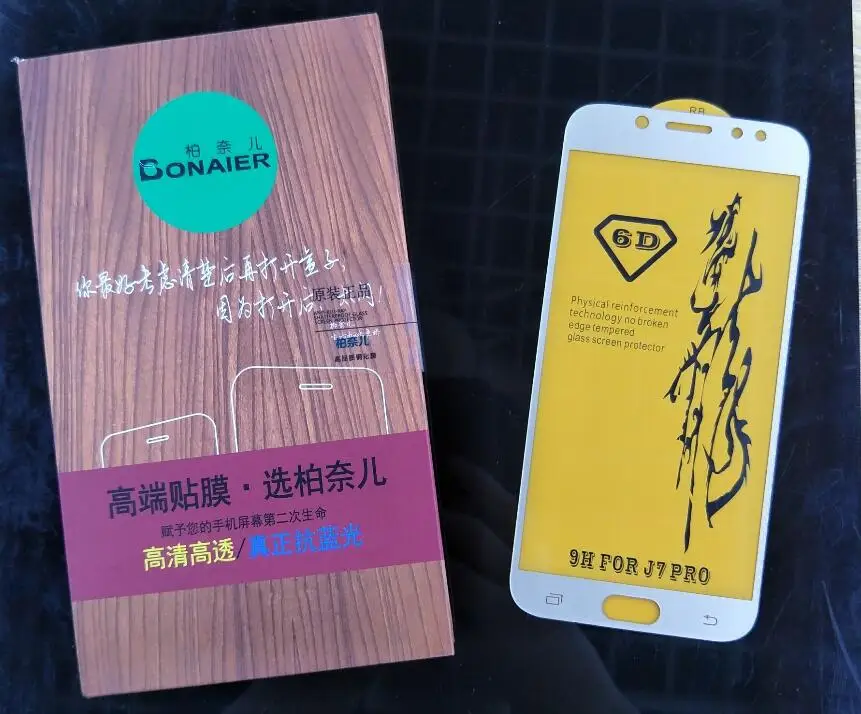 

Bonaier For Samsung Galaxy J7 Pro Top Quality 2.5D Arc Edge Full Glue 9H Tempered Glass For Galaxy J7 Pro Screen Protector