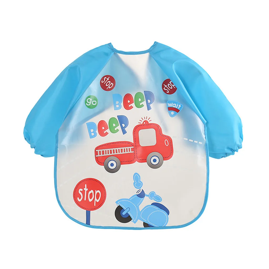 

Baby Bibs Toddler Boy Girl Long Sleeve Letter Waterproof Feeding Art Apron Bib Smock Baby Feeding Stuff Slabbetjes Baberos Bebes