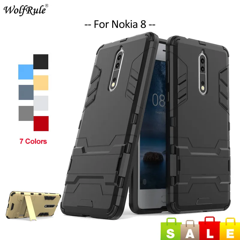 

WolfRule For Cover Nokia 8 Case Soft Silicone & PC Holder Shockproof Phone Case For Nokia 8 Cover Shell For Nokia8 Case 5.3''