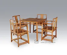 1 Table +4 Chair Dining Living Room Set Redwood Mahogany Furniture China Retro Rosewood Desk and Solid Wood Back Armchair Wooden