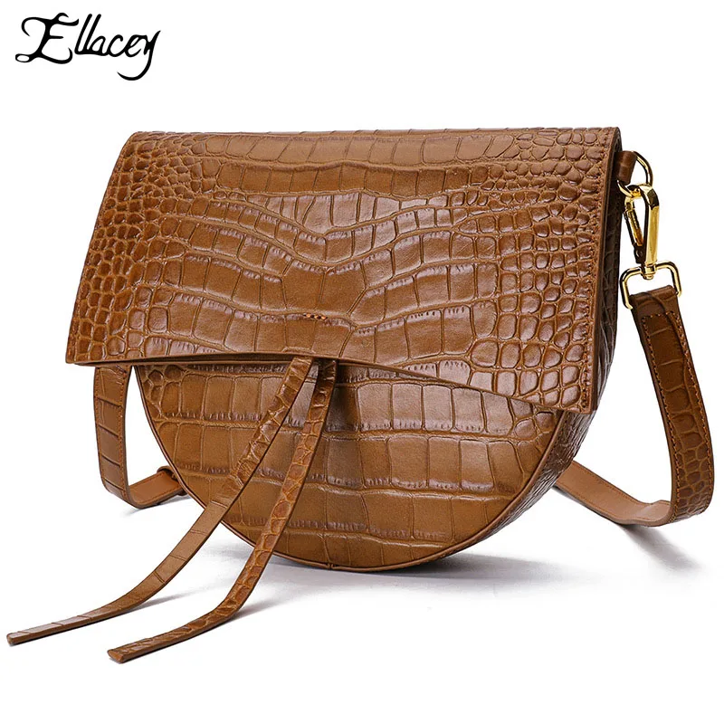 

Saddleback Leather Flight Bag High Quality Crocodile Pattern Saddle Bag Ladies Female Shoulder Bag Women Genuine Messenger Bag