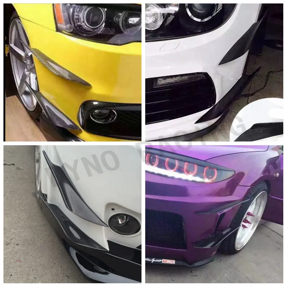 2 Pair Universal Car Black EVO Front Bumper Splitter Fins Body Spoiler Canards