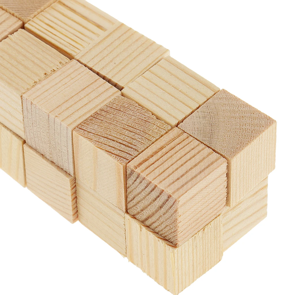 3 Sizes Wood Cube Blocks Puzzle Unfinished Wooden Pieces for Model Making Wood Crafts