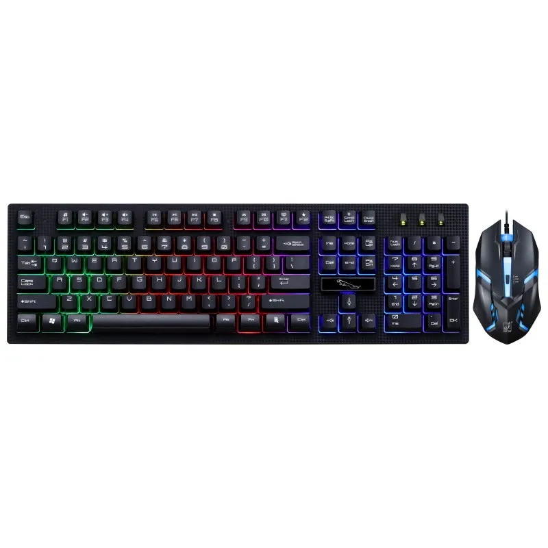 

1 Set of Durable Fashion Wired 7-Color-LED-Back-light Black Keyboard Mouse Combos for Office & Home&Computer&Game