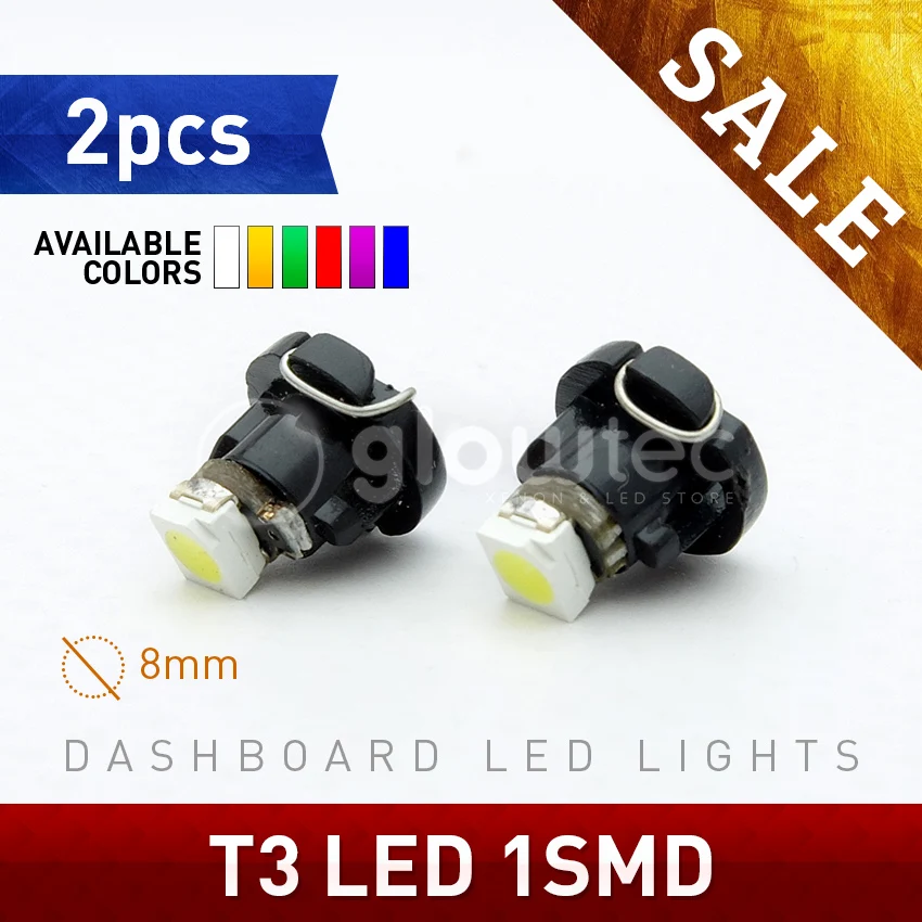 2 шт. T3 1 SMD 1210 3528 LED 1SMD B8.5D Автомобильный интерьер светодиодный автомобильный