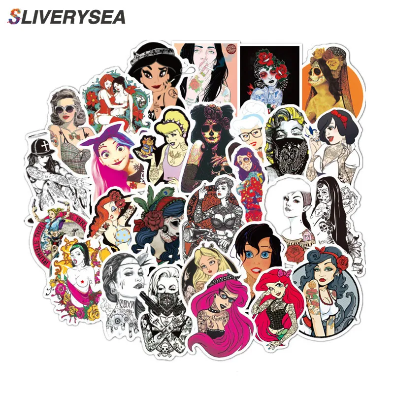 

50Pcs Personality Tattoos Sexy Cartoon Anime Cartoon Graffiti Sticker Suitcase Guitar Car styling Stickers