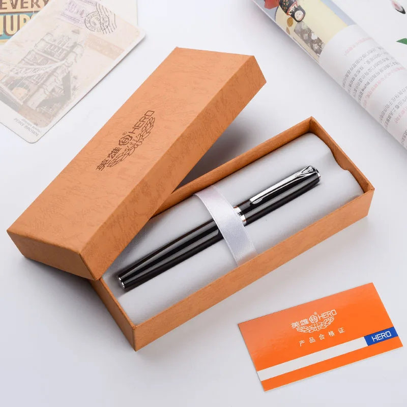 

Перьевая ручка Hero металлический черный синий розовый желтый белый тонкий наконечник 0,5 мм изогнутое перо мм 0,8 мм для чернильных ручек на выбор в оригинальной подарочной коробке