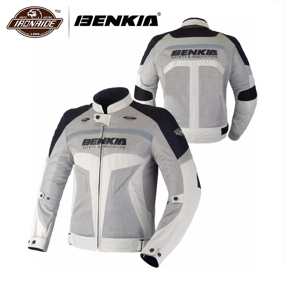 

BENKIA Motorcycle Jacket Men Breathable Windproof Biker Motorbike Jacket Armor Textile Street Cruiser Mesh Moto Jacket Clothing