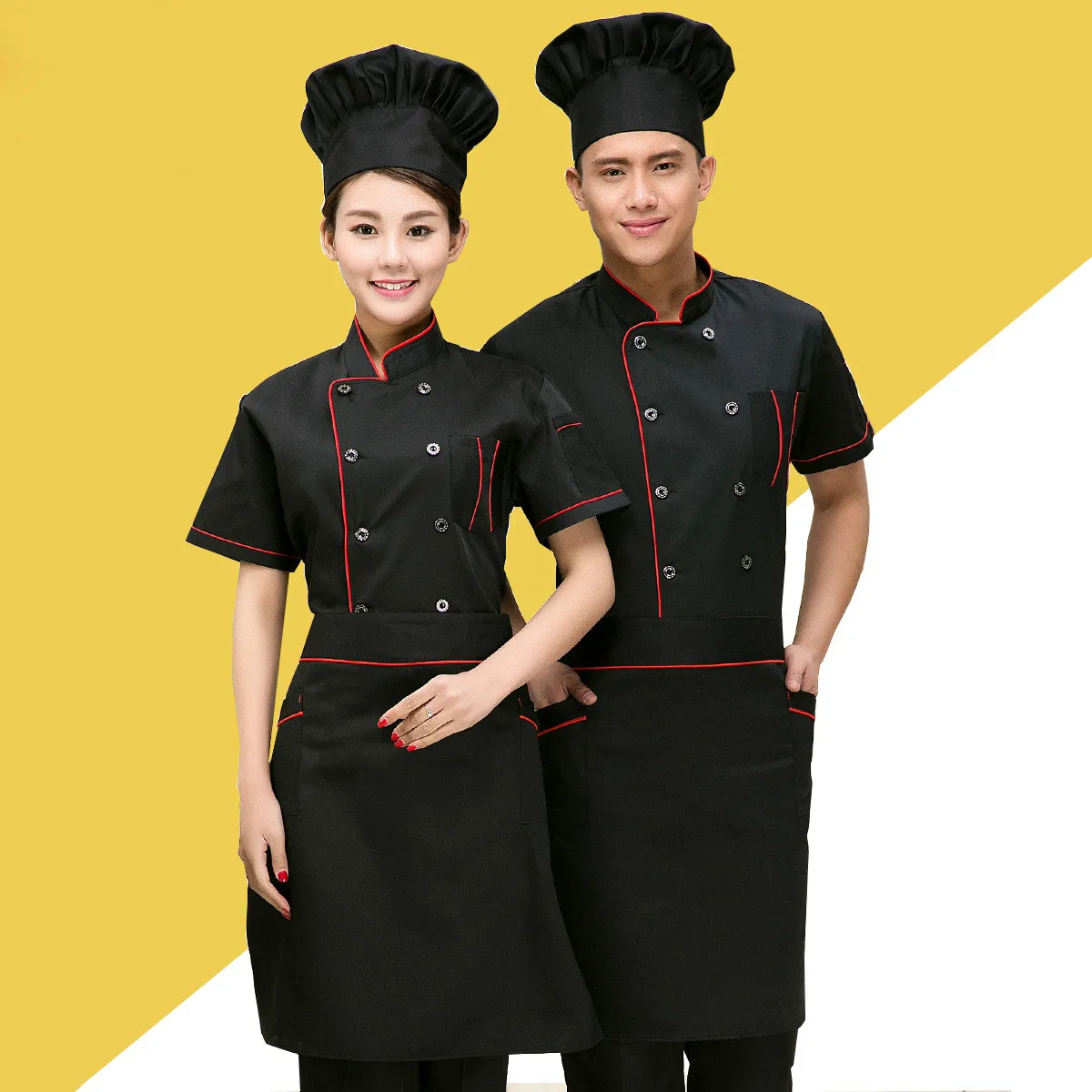 Buy Short Sleeve Hotel Chef Uniform Coffee Work Wear