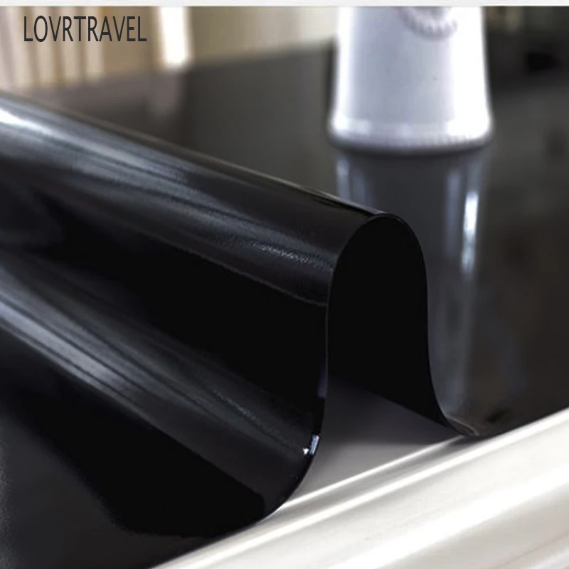  Black PVC Tablecloth D' waterproof Soft Glass Tablecloth Solid Color Waterproof Oil 1.0mm matte Hom