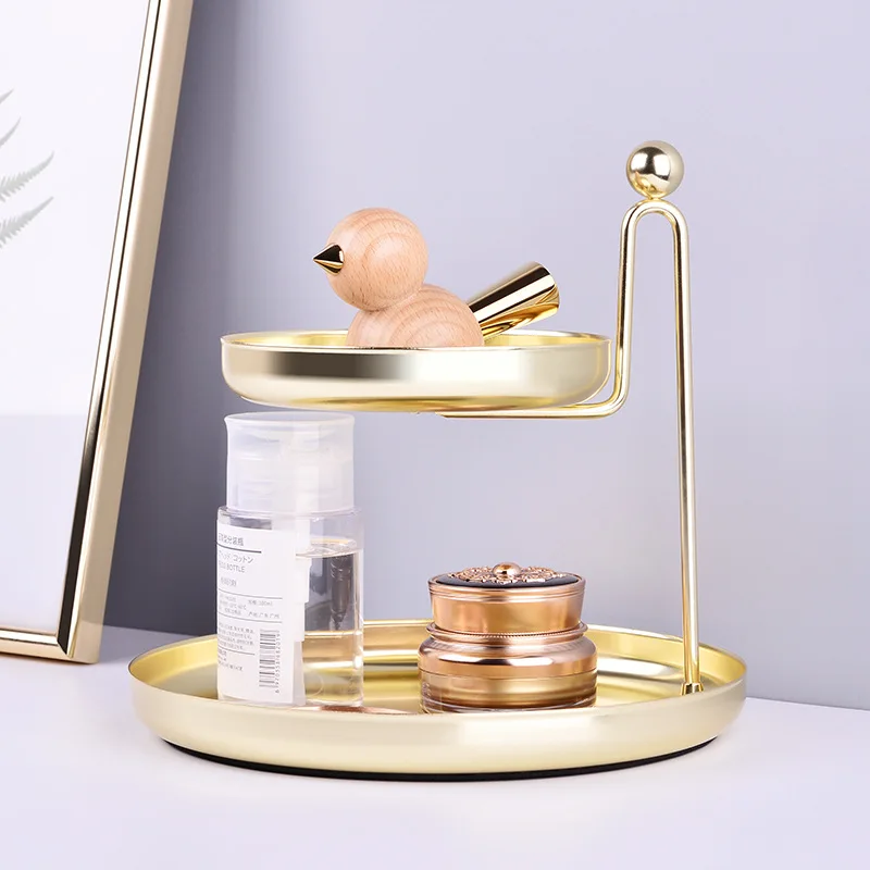  Double-layer Nordic Metal Minimalist Storage Tray Exquisite Cosmetic Display Home Decorative Frame 