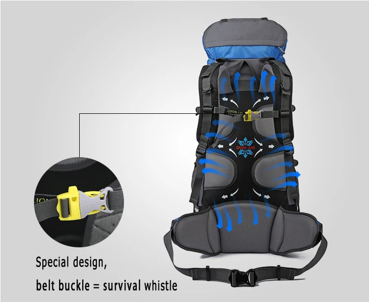 65L Large Capacity Backpack High quality Nylon Waterproof Travel bag Durable Multifunctional Rucksack For Outdoor Hiking Camping (6)