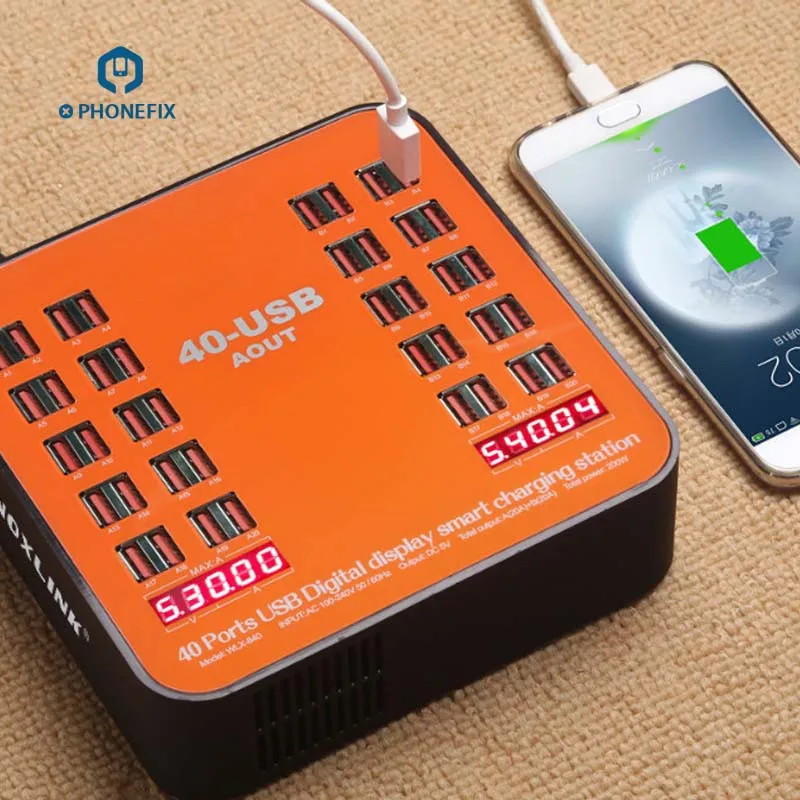  PHONEFIX Multiport USB Charging Station With 6 Layers Safety Protection Digital LED Display For iPh