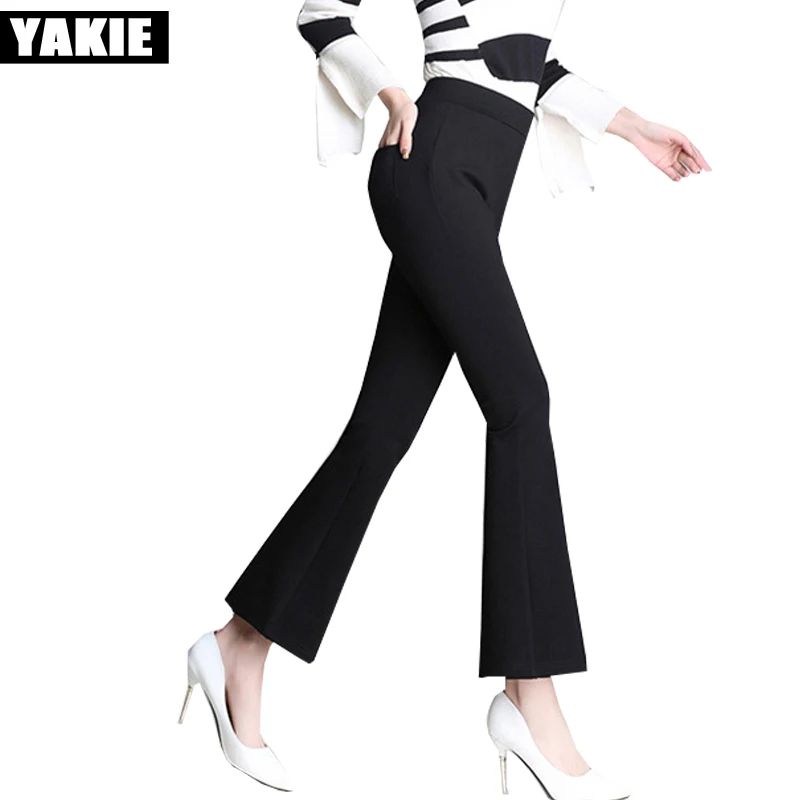 Plus size XXL Flare pants for women high waist formale fleece stretch ...