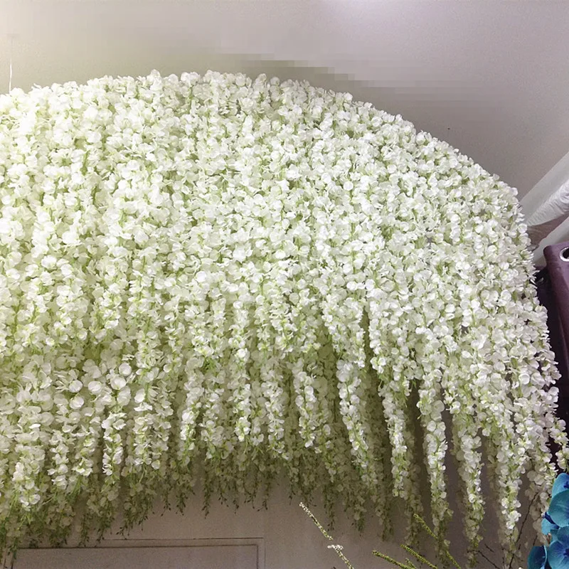 Artificial White Wisteria Bean Vines Silk Flowers Rattan For Fashion Artificial White Wisteria Bean Vines Silk Flowers Rattan For Fashion Home Ornament Wedding Scene Arrangeme Decorations In Dried From