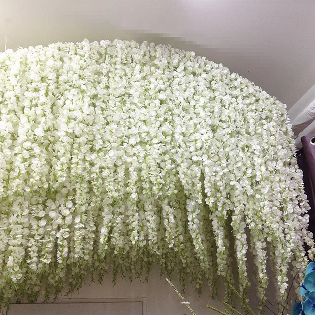 Artificial White Wisteria Bean Vines Silk Flowers Rattan For Fashion Artificial White Wisteria Bean Vines Silk Flowers Rattan For Fashion Home Ornament Wedding Scene Arrangeme Decorations