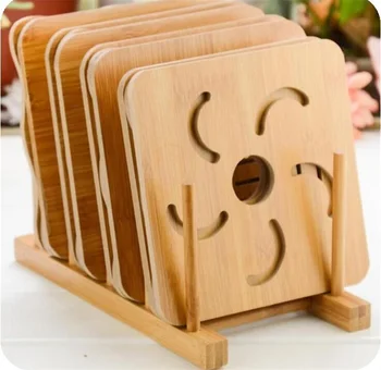 

Cartoon hollow-out insulation pad all kinds of animals pattern placemat 15*15cm wooden eat mat with Non-slip cushioned