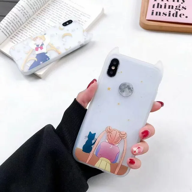 日本韓国アニメ美少女戦士セーラームーンルナ猫素敵なモンスターカバー電話ケースのための Iphone X Xs Xr 最大 7 8 6 S プラスマットキャパ Coque Fitted Cases Aliexpress