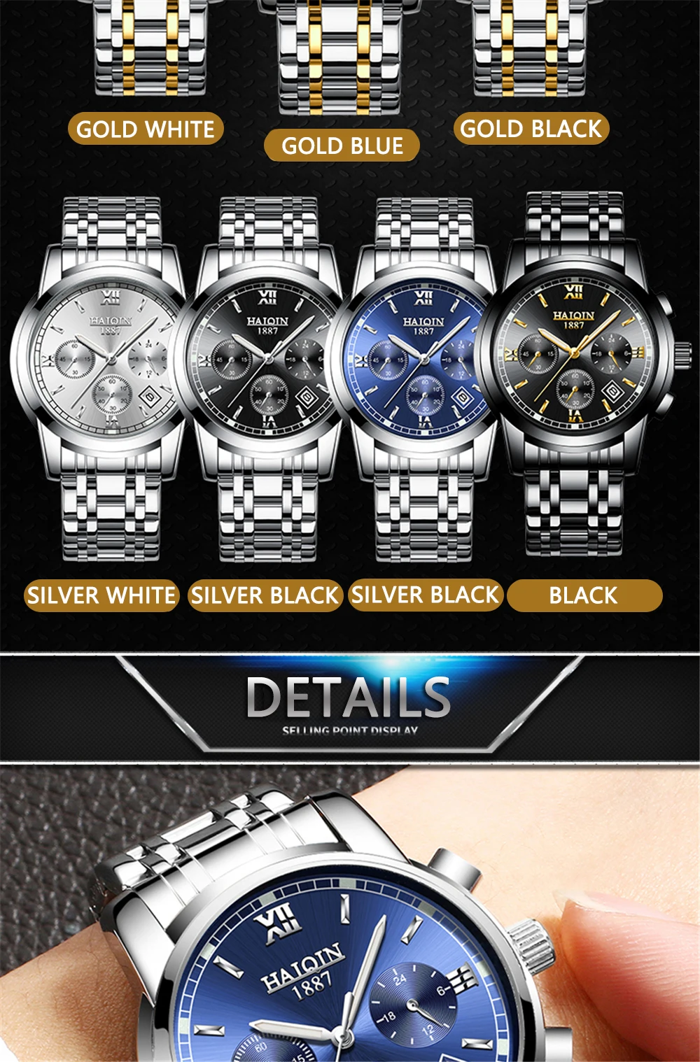 HAIQIN новые мужские часы Повседневная мода/календарь дисплей/золотые часы мужские лучшие брендовые Роскошные наручные часы мужские Relogio Masculino