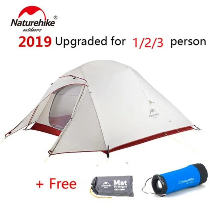Naturehike Cloud Up 1 2 3 человек Сверхлегкий тент 20D силиконовый тент двухслойный открытый туристический тент с бесплатным ковриком