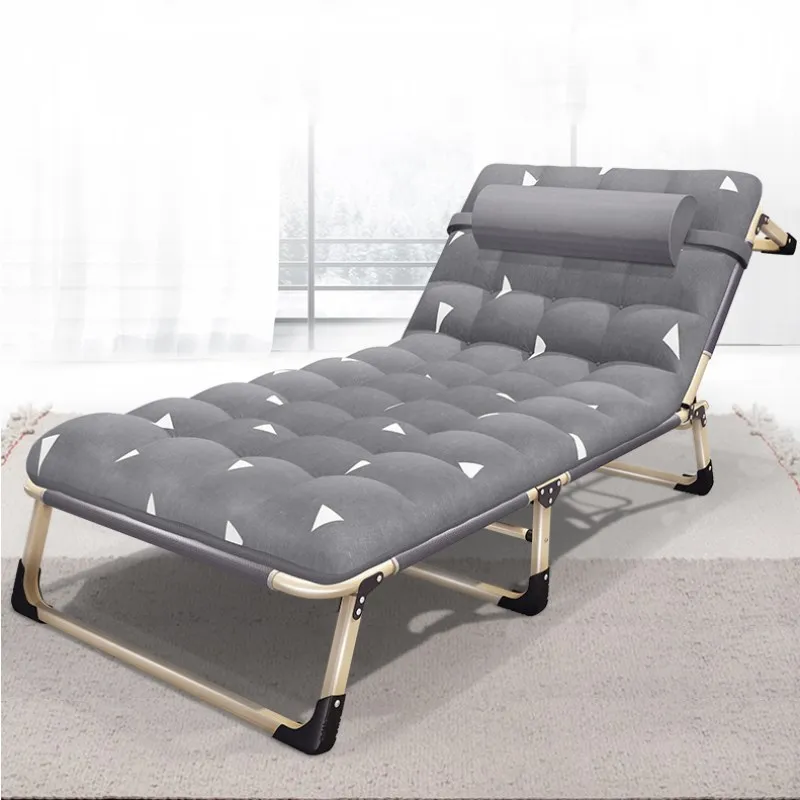 

Folding Single Bed Strong Steel Frame Lunchtime Cot Simple Chaise Lounge with Headrest for Nap Adult Office Escort March