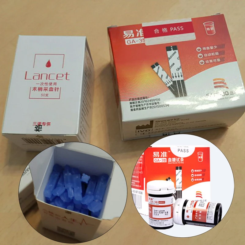

Glucometer Test Strip for SANNUO Blood Glucose Meter YiZhun GA-3 50pcs test paper+50 pcs blood collecting needles