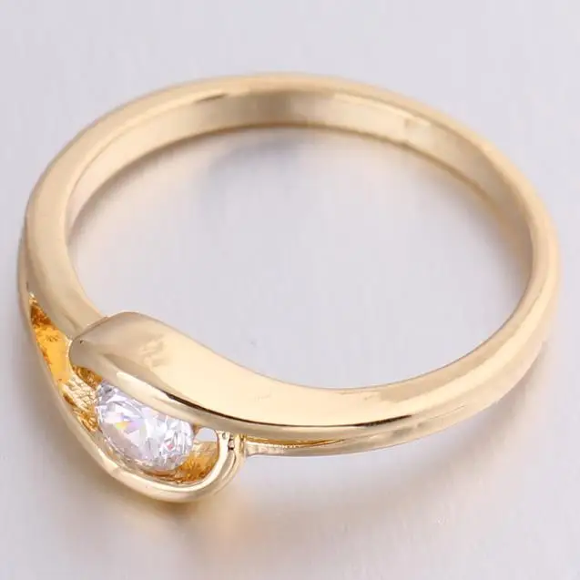 GUSSIARRO Free Shipping Round CZ Fashion Jewelry  Yellow Gold-Color White Cubic Zirconia Cute Wedding Ring for Women