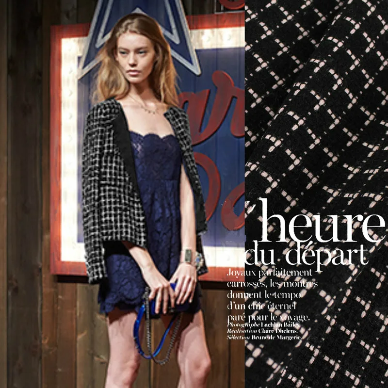 150 см Широкий индивидуальные плетеная шерстяная ткань черный осенние и зимние