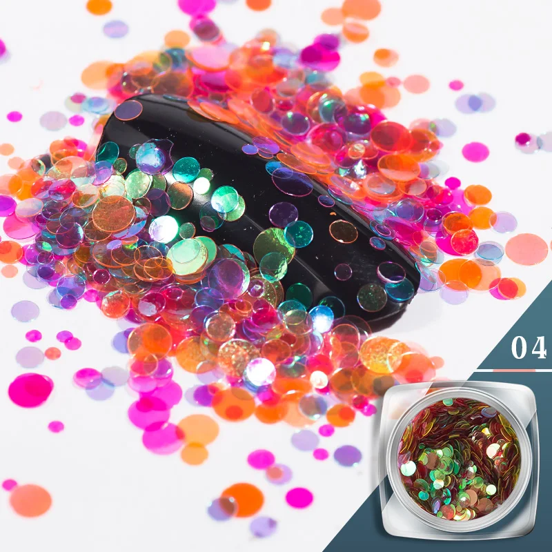 NEWBY 12 Colores/set sirena gradiente uñas arte brillo lentejuelas Ultra redondo Semitransparent 3D uñas Flakie consejos decoraciones herramienta