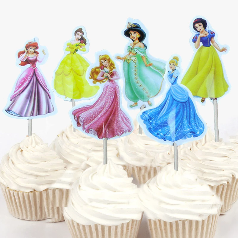 24 個 48 個かわいいディズニープリンセス白雪姫ジャスミンbellaカップケーキの装飾の誕生日結婚パーティーサプライヤー Aliexpress Home Garden