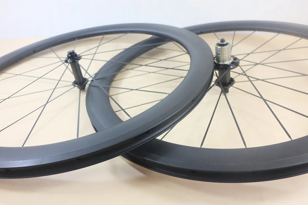 50mm straight pull road clincher carbon wheelset 18h front 24h rear with basalt braking surface UD matte finish better torsional stiffness