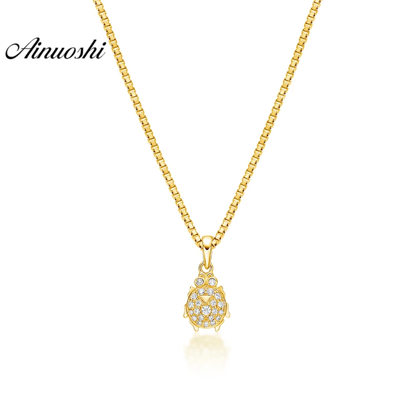 

AINUOSHI 10K Solid Yellow Gold Pendant Shining Turtle Pendant SONA Diamond Women Men Jewelry Marine Animal Separate Pendant
