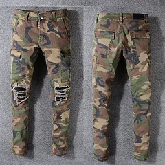 

Balmain Mens jeans Slim Fit Ripped Jeans Men Hi-Street Mens Distressed Denim Joggers Knee Holes Washed Destroyed Jeans F98