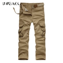 Uwback мужские брюки карго Осень Весна мульти-карманы свободные хлопковые повседневные брюки мужские средняя талия Модные Военные Брюки XA355