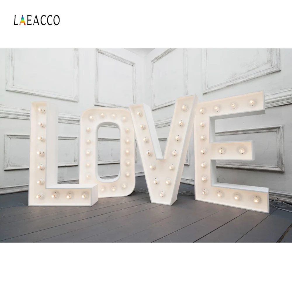 

Gray Chic Wall Love Bulb Wedding Birthday Party Baby Portrait Photo Backdrops Photographic Backgrounds Photocall Photo Studio