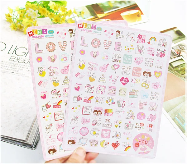 4 шт./лот миниатюрные Заводские милые корейские наклейки 2 Kawaii Девушка сделай сам