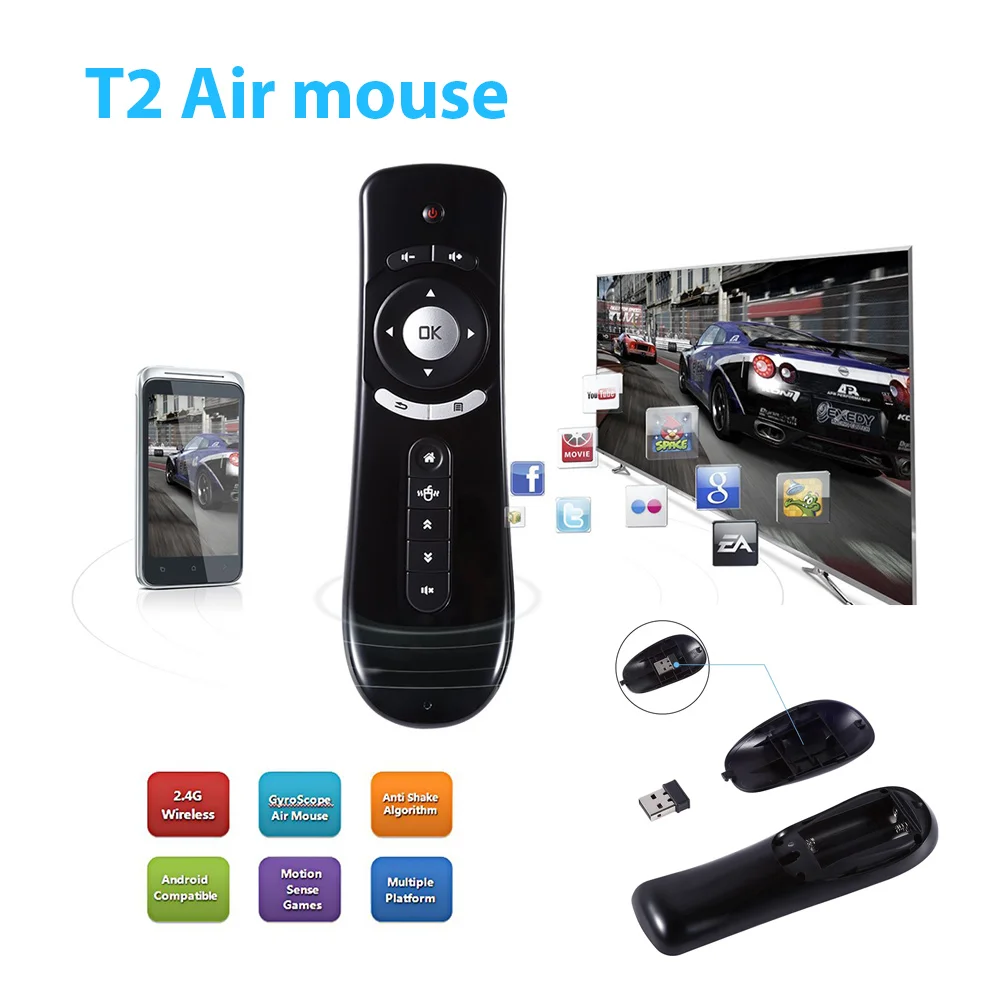 

Fly Air Mouse T2 2.4G Wireless Android remote control 3D Body Feel Handle For Android TV Box