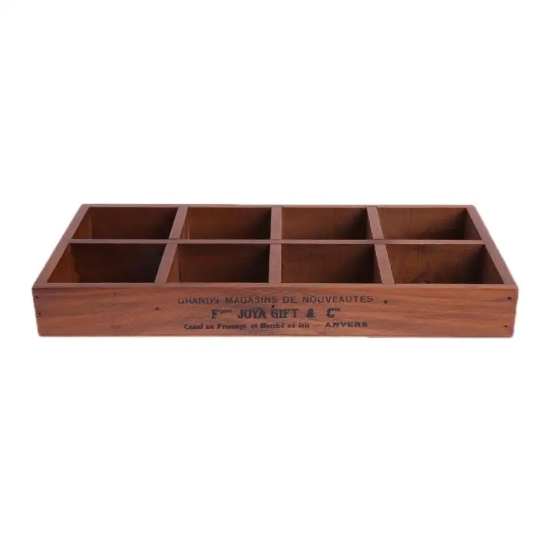 

8 Grid Storage Case Vintage Wooden Storage Boxes Flower Plant Pot Desktop Storage Cases Jewellery Organizer Decorative Boxes