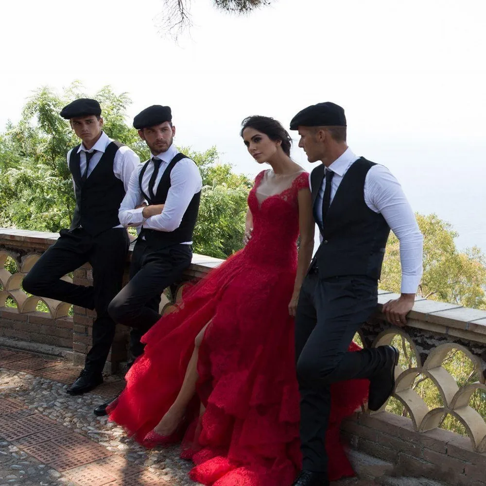2017-Fashion-Sexy-Red-Lace-Wedding-Dress-Ball-Gown-Tulle-Appliques-Front-Split-Vestido-De-Noiva (2)