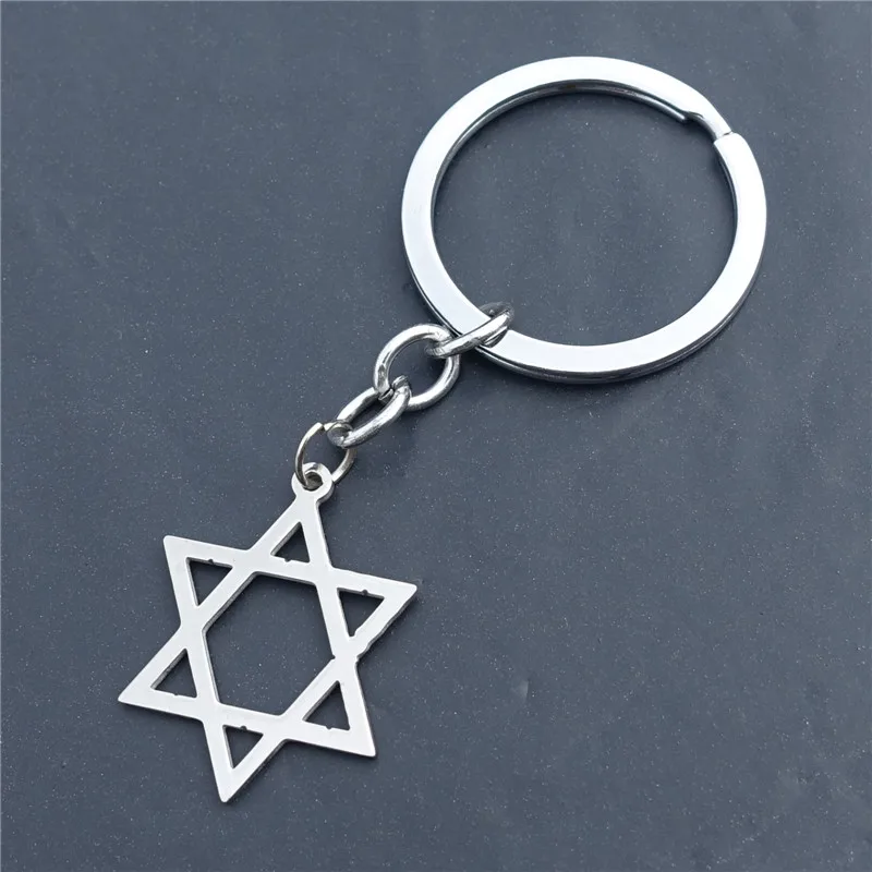 

Star of David Hexagram Keychain Stainless Steel Keyring Men Movie Jewelry Top Quality