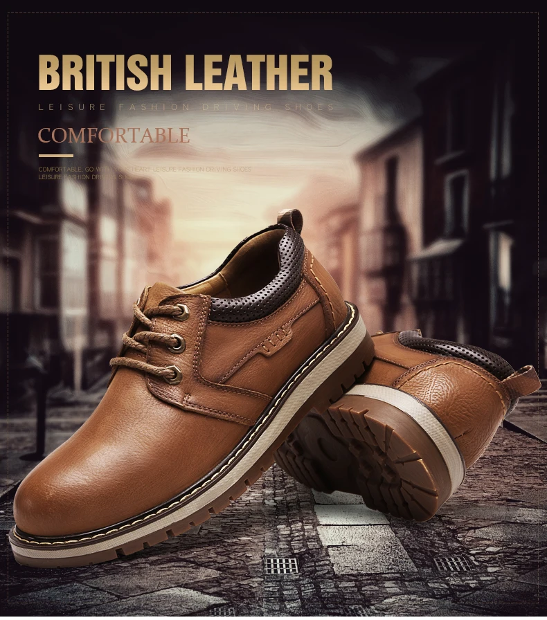 Модные британские полуботинки со шнуровкой, удобные повседневные рабочие ботинки из натуральной кожи, нескользящая износостойкая рабочая обувь, размеры 38-44