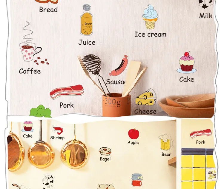 ديكورات المنزل ملصقات الحائط الأطفال التعليم المبكر شعار عجينة عجينة مطعم المطبخ خزائن الثلاجة الغذاء ديكورات المنزل ملصقات الحائط الأطفال التعليم المبكر شعار عجينة عجينة مطعم المطبخ خزائن الثلاجة الغذاء
