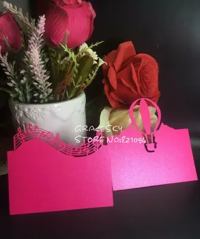 

50pcs free shipping laser cut Balloon Name Place CardsMusic Note Wedding invitation Cards Party RSVP Cards Table Decoration