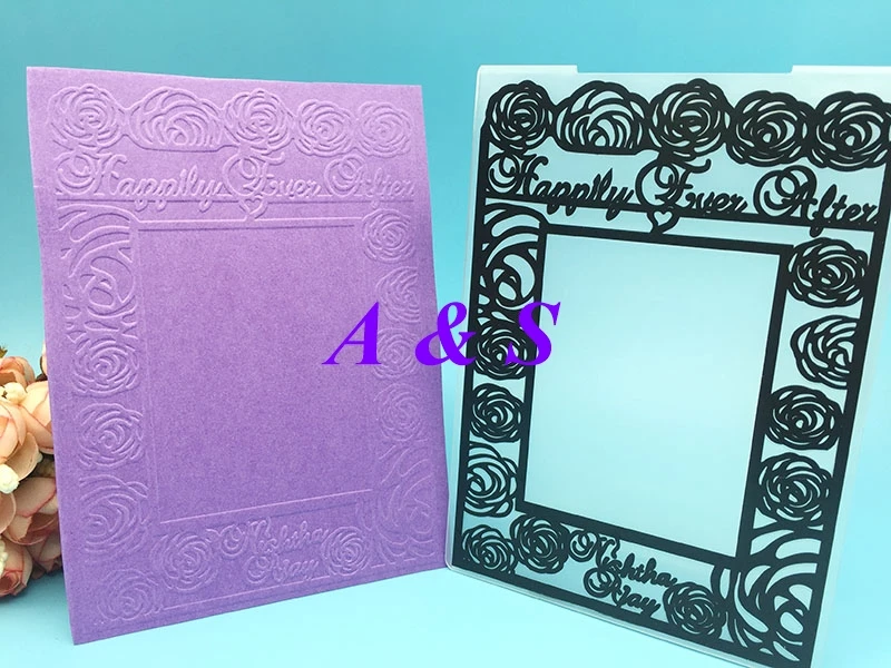 Rose Flower Frame Paper Card Plastic Embossing Folder For DIY Scrapbook
