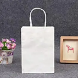 Однотонные цветные подарочные пакеты крафт-бумажные пакеты для подарка с кулиской высокого качества, используемые для сувенир для свадебной вечеринки пакеты для выпечки печенья - Цвет: White