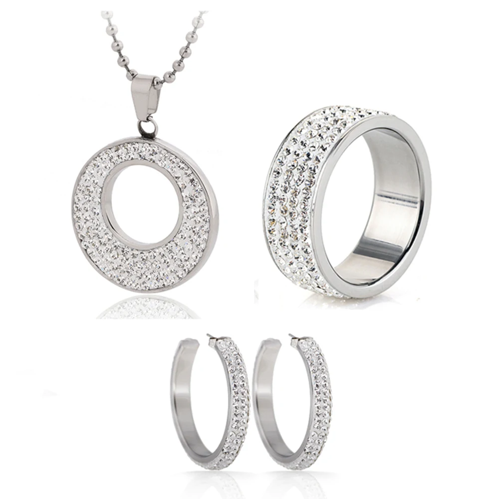 Hot Sale Jewelry Set Stainless Steel Jewelry CZ Crystal Hot Sale Jewelry Set Stainless Steel Jewelry CZ Crystal
