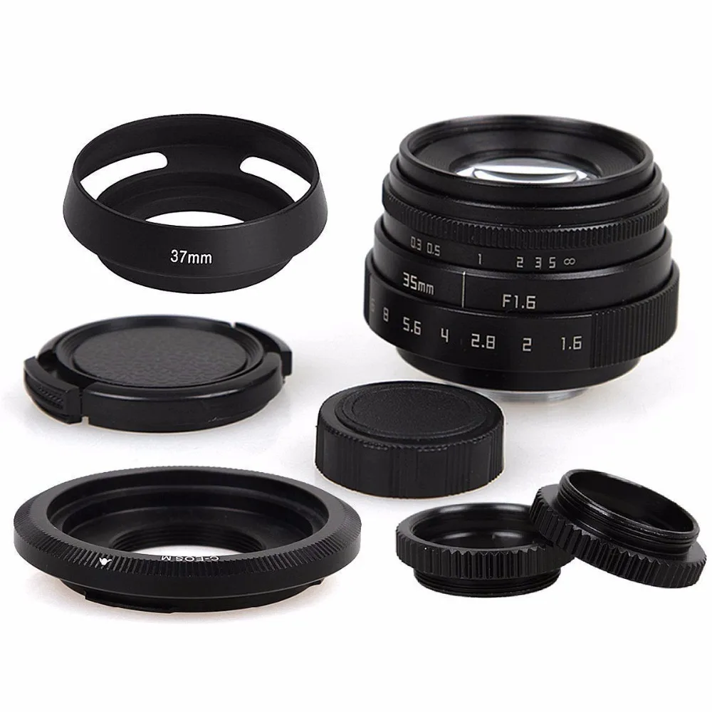 35mm F1.6 CCTV Lens C Mount Camera Lens +Lens Hood kit For Canon EOS M M1 M2 M3 M5 M6 M10 EF-M Mirrorless Camera 35mm F1.6 CCTV Lens C Mount Camera Lens +Lens Hood kit For Canon EOS M M1 M2 M3 M5 M6 M10 EF-M Mirrorless Camera