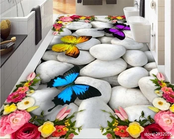 

beibehang 3d wallpaper papel de parede advanced three-dimensional high-definition aesthetic Rose 3d Butterfly cobblestone floor